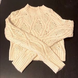 Forever 21 Mock Neck Cable Knit Cropped Sweater